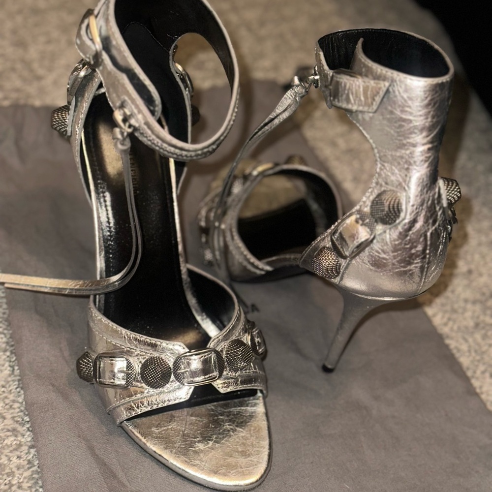 Balenciaga Silver Stiletto High Heel Sandals